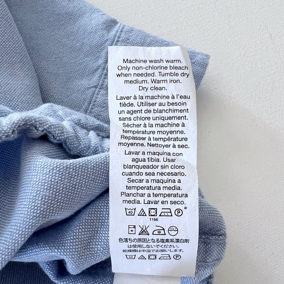 Baby Gap Oxford Button Up Bodysuit Light Blue Embroidered Bear 18-24M - Picture 9 of 10